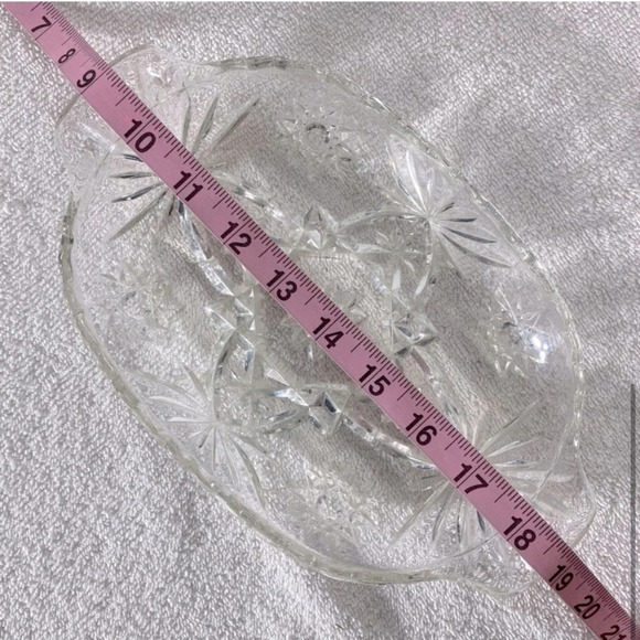 Vintage Clear Cut Glass Divided Relish Serving Dish - Picture 6 of 8